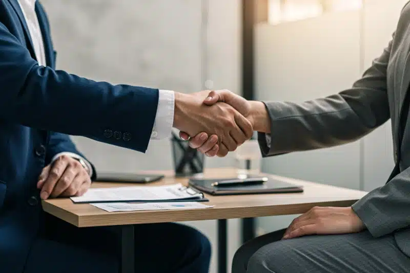 Employee reviewing a severance agreement with concern.