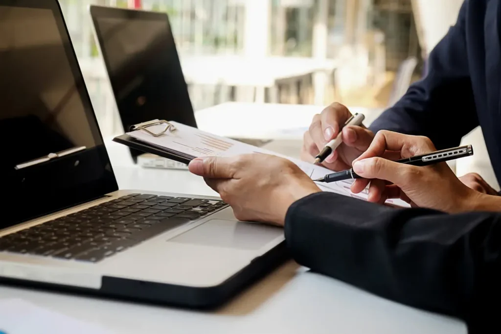 Lawyer reviewing waiver agreement and explaining legal terms
